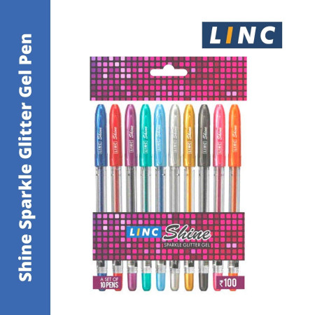 Linc Shine Sparkle Glitter Gel Pen Assorted - 10 Shades