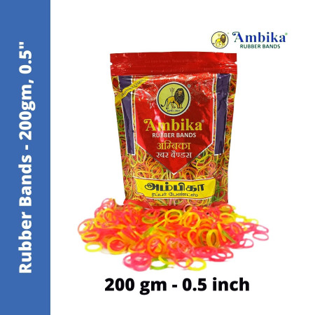 Ambika Rubber Bands - 200 gm, 0.5 inches