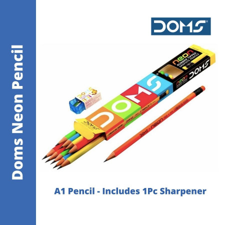 Doms Neon Pencil Eraser Tipped - Pack of 10 Pencils