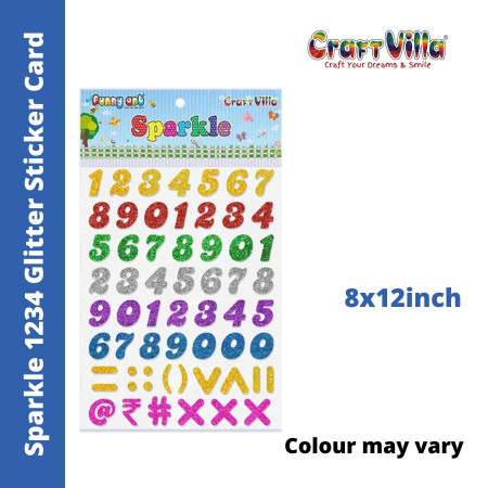 CraftVilla Sparkle 1234 Glitter Sticker Card (Size: 8"x12")