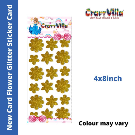 CraftVilla New Card Flower Glitter Sticker Card (Size: 4"x8")