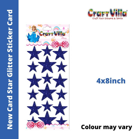 CraftVilla New Card Star Glitter Sticker Card (Size: 4"x8")