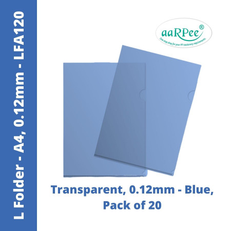 Aarpee A4 L-Folder - Blue, 0.12mm (LFA120)