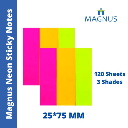 Magnus Sticky Notes 25x75mm - Neon, 3 Colours (1306)