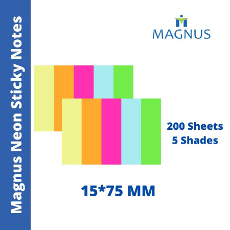 Magnus Sticky Notes 15x75mm - Neon, 5 Colours (1311)