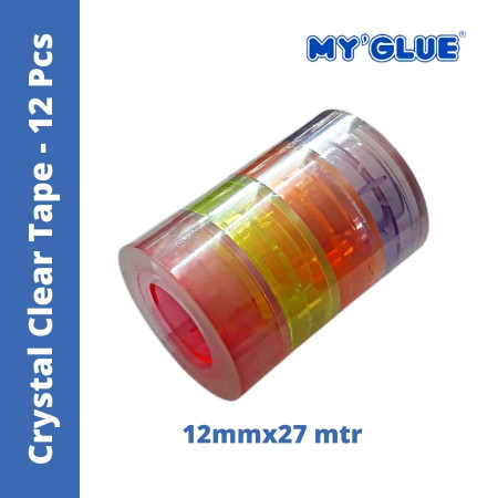 MyGlue Crystal Clear Tape - 12mmx27 mtr, 12 Pcs