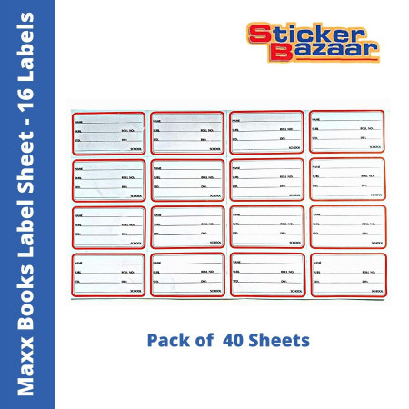 Sticker Bazaar Maxx Book Label -16 Stickers Per Sheet