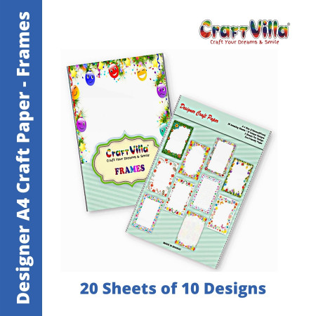 CraftVilla Designer A4 Craft Paper - Frames (20 Sheets of 10 Designs)