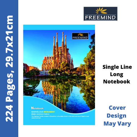 Freemind A4 Register - Single Line, 224 Pages, 29.7x21cm (700356) - New