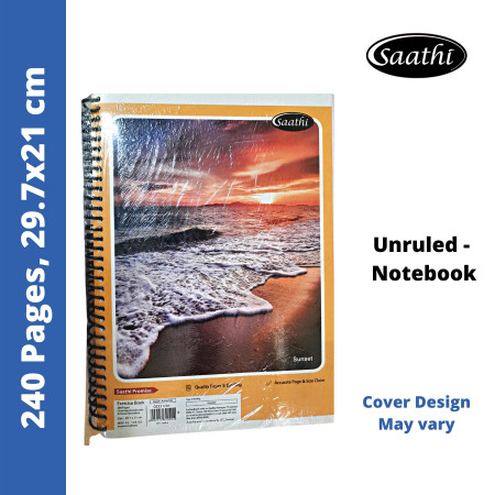 Saathi Notebook - Spiral, Unruled, 224 Pages, 29.7x21cm (02331289)