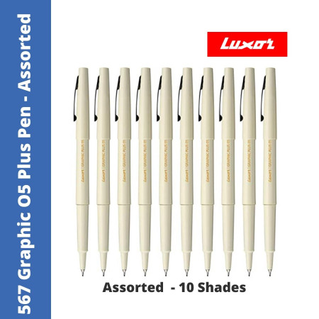 Luxor 567 Graphic Micro O5 Plus Pen - Assorted, 10 Shades