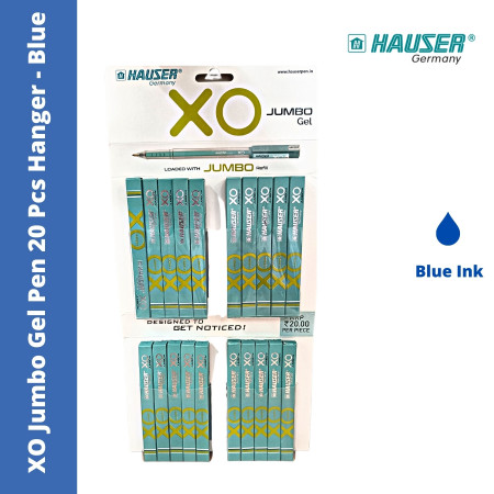 Hauser XO Jumbo Gel Pen 20 Pcs Hanger - Blue