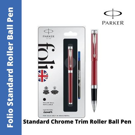 Parker Folio Standard Chrome Trim Roller Ball Pen (MRP - Rs. 290)