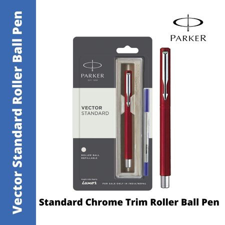 Parker Vector Standard Chome Trim Roller Ball Pen (MRP - Rs. 370)