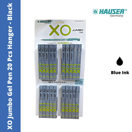 Hauser XO Jumbo Gel Pen 20 Pcs Hanger - Black