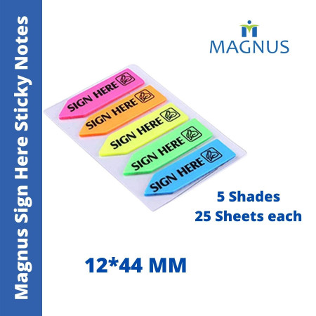 Magnus Sign Here Sticky Notes 12x44mm - Neon, 5 Colours (1310)
