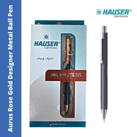 Hauser Aurus Rose Gold Designer Metal Ball Pen - Blue