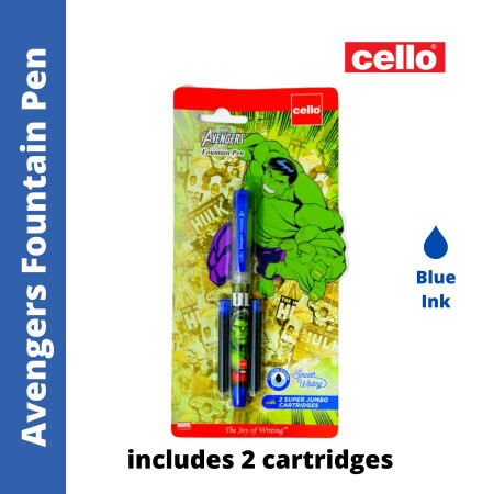 Cello Avengers Fountain Pen - Blue, includes 2 cartridges