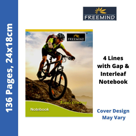 Freemind Notebook - Four Line With Gap - Interleaf, 136 Pages, 24X18cm (700177)
