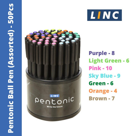 Pentonic Ball Pen 50 pcs Tumbler Assorted - 7 Shades