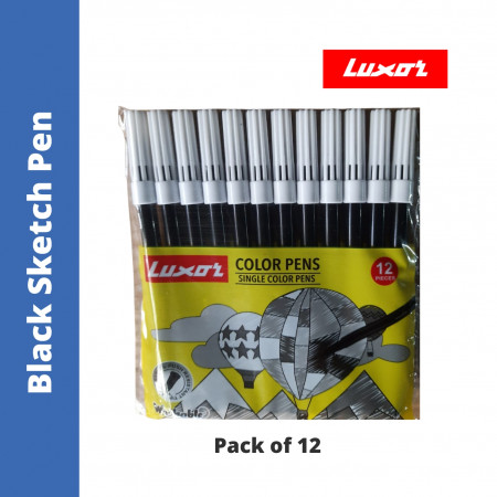 Luxor 1231 Black Sketch Pen - 12 Pcs