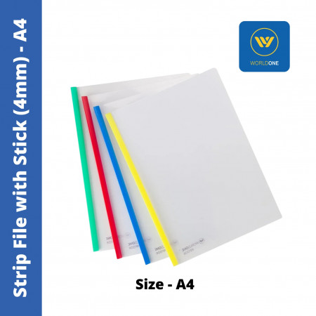 WorldOne A4 Strip File with Coloured Stick - 4mm (RF016)