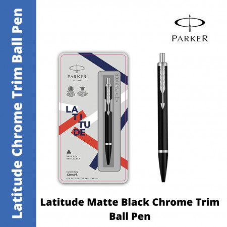 Parker Latitude Matte Black Chrome Trim Ball Pen (MRP - Rs. 220)