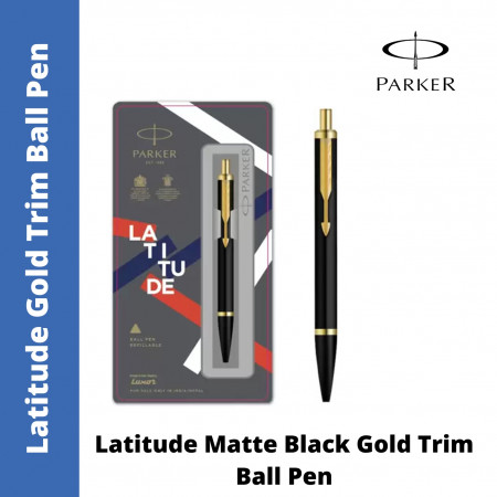 Parker Latitude Matte Black Gold Trim Ball Pen (MRP - Rs. 260)