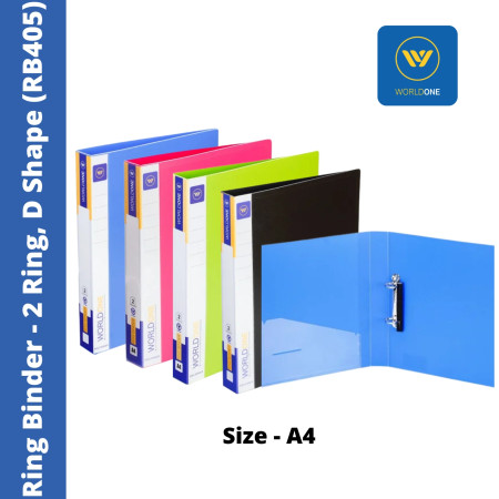 WorldOne Ring Binder - A4, 2 Ring, D Shape (RB405)