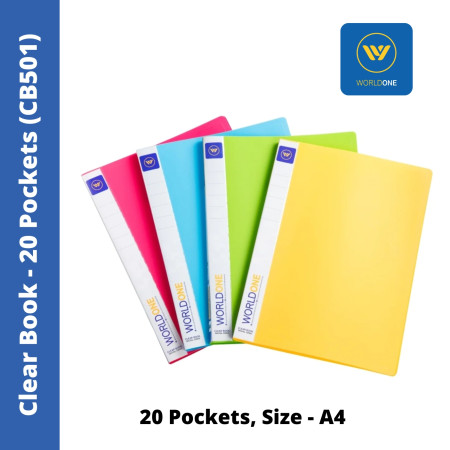 WorldOne Clear Book - A4, 20 Pockets (CB501)