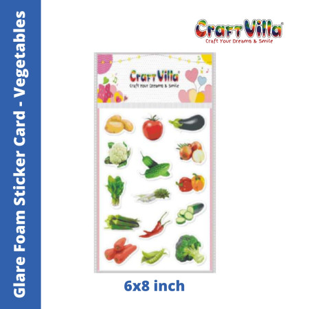 Craftvilla Glare Vegetables Foam Sticker Card (Size: 6''x8)