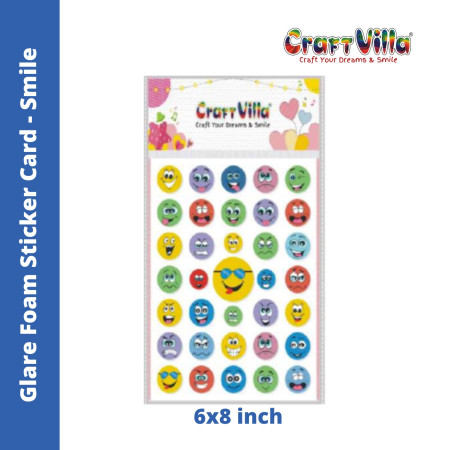 Craftvilla Glare Smile Foam Sticker Card (Size: 6''x8)