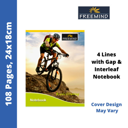 Freemind Notebook - Four Line With Gap - Interleaf, 108 Pages, 24X18cm (700186) - New