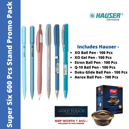 Hauser Super Six 600 pcs. Stand Promo Pack, Free Glassy Casserole 2000ml Worth MRP 845/-
