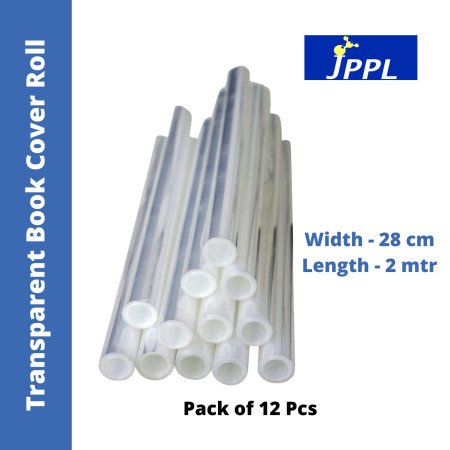 JPPL Transparent Book Cover Roll - 32 cm x 2 mtr, Pack of 12
