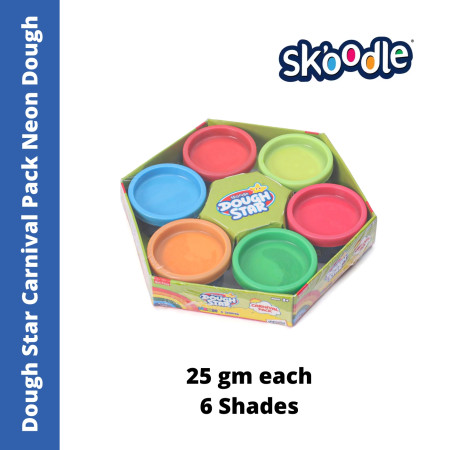 Skoodle Clay Star Carnival Pack Neon Dough - 6 Shades, 25 gm each (SP10641)