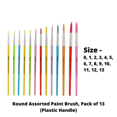 Maped Round Assorted Paint Brush, Pack of 13 (Plastic Handle) (867619)