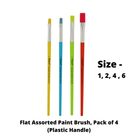 Maped Flat Assorted Paint Brush, Pack of 4 (Plastic Handle) (867700)