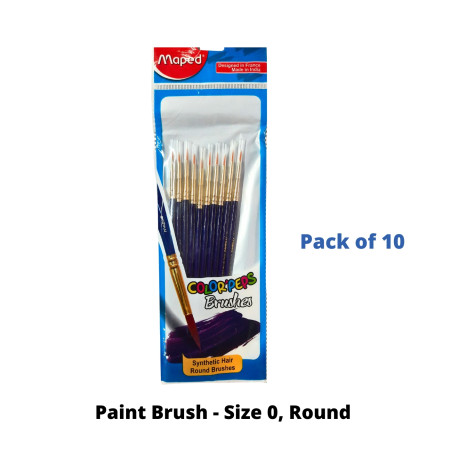 Maped Paint Brush - Size 0, Round - Pack of 10 (867602)