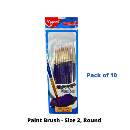 Maped Paint Brush - Size 2, Round - Pack of 10 (867604)