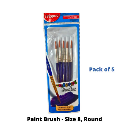 Maped Paint Brush - Size 8, Round - Pack of 5 (867610)