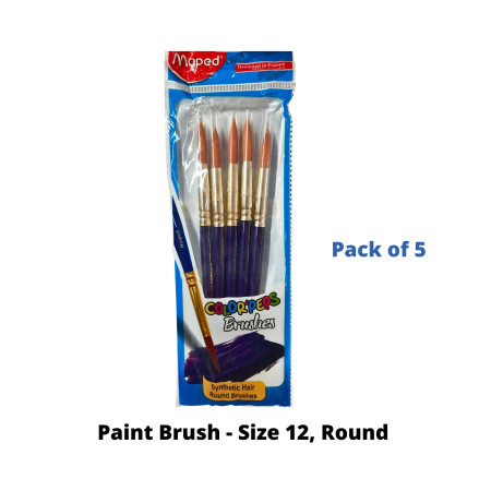 Maped Paint Brush - Size 12, Round - Pack of 5 (867614)