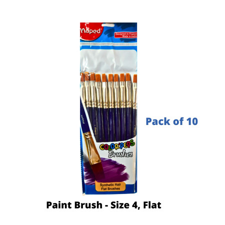Maped Paint Brush - Size 4, Flat - Pack of 10 (867706)