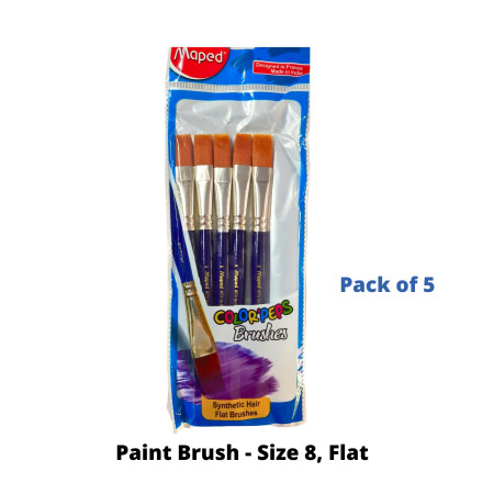 Maped Paint Brush - Size 8, Flat - Pack of 5 (867710)