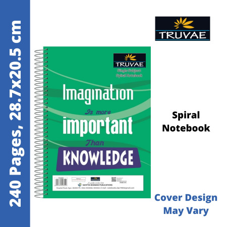 Truvae Spiral Notebook - 240 Pages, 28.7x20.5 cm