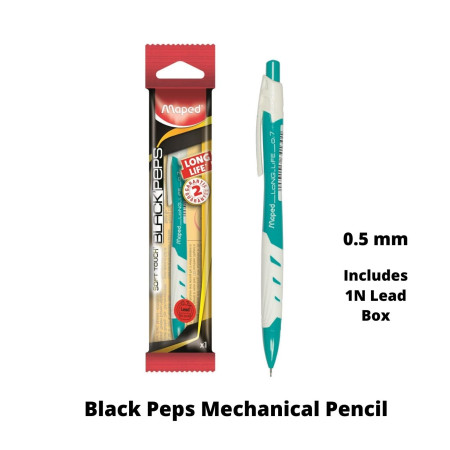 Maped Black Peps Mechanical Pencil - 0.7mm with 1 Lead Box (564090)