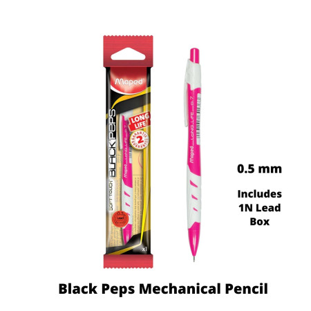Maped Black Peps Mechanical Pencil - 0.5mm with 1 Lead Box (564091)