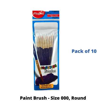 Maped Paint Brush - Size 000, Round, Pack of 10 (867600)