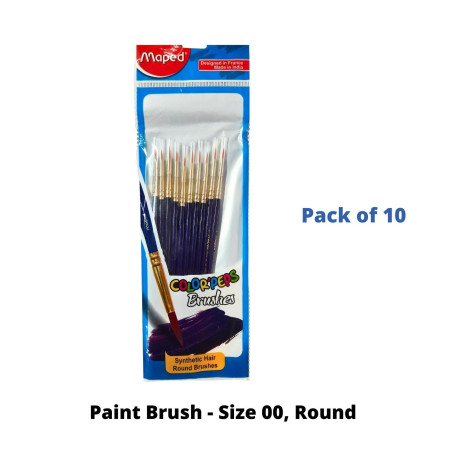 Maped Paint Brush - Size 00, Round, Pack of 10 (867601)
