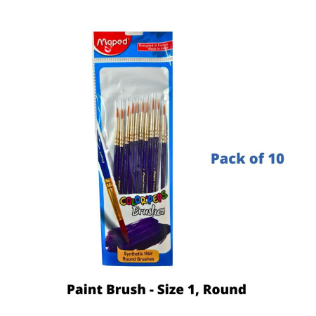 Maped Paint Brush - Size 1, Round, Pack of 10 (867603)